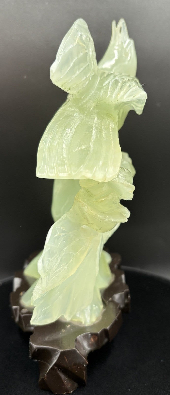Large Chinese Jadeite Jade Bird Floral Carving Hand Carved Display Sculpture