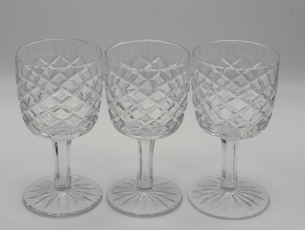 Vintage Bohemia Cut Crystal Diamond Starburst Liqueur Glasses Set of 3