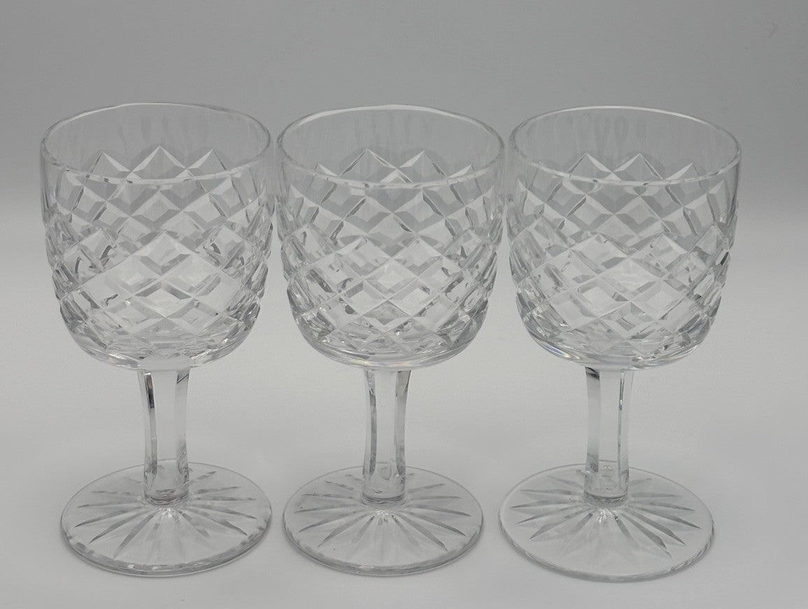 Vintage Bohemia Cut Crystal Diamond Starburst Liqueur Glasses Set of 3