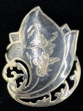 Antique Siam Sterling Silver Niello Thai Dancer Shield Brooch