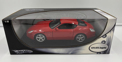 Hot Wheels Elite 1:18 Ferrari 575 GTZ Zagato red diecast model car, boxed