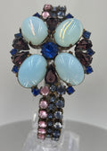 Husár D Vintage Opal Glass Rhinestone Bracelet Floral Czech Designer Jewelry