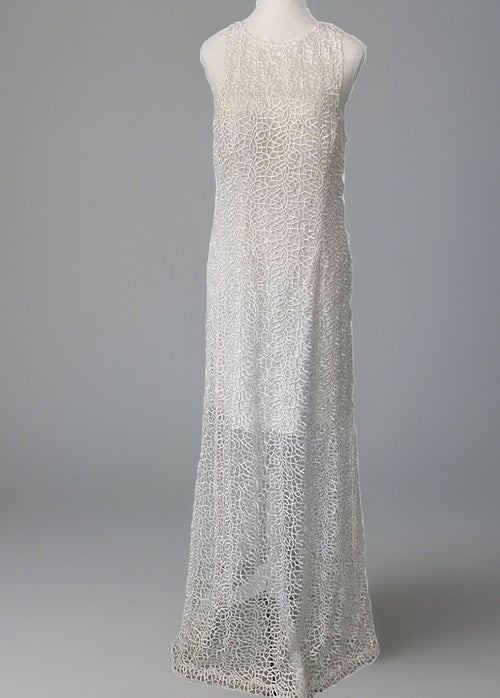 GEORGE Valentina white lace long formal dress size 12, front view