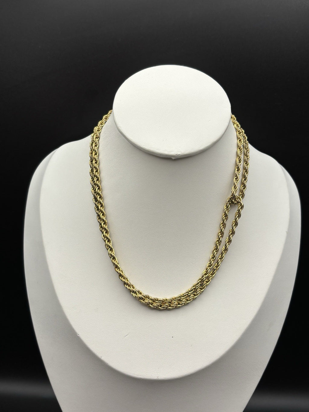 Trifari Signed Gold Tone Rope Chain Necklace Vintage
