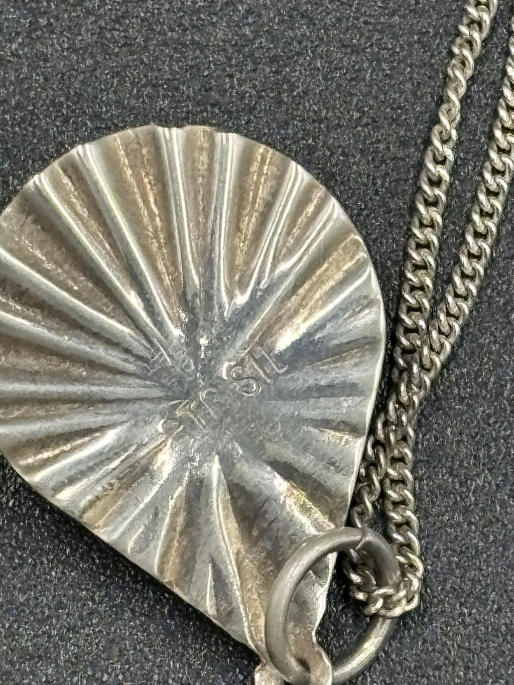Vintage Sterling Silver Opal Doublet Pendant Necklace Blue Green Fire