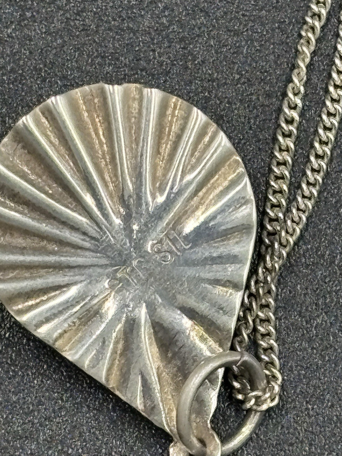 Vintage Sterling Silver Opal Doublet Pendant Necklace Blue Green Fire