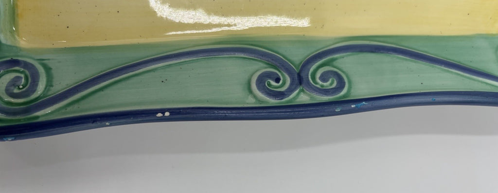 Hand Painted Ceramic Platter Grapes Scroll Border 30cm Vintage