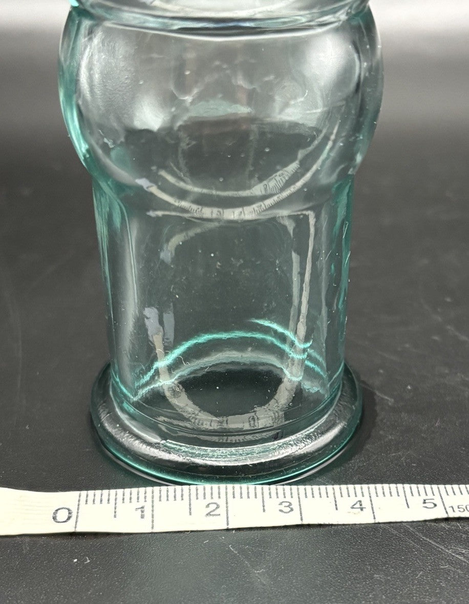 Vintage Aqua Blown Glass Bubble Vase Knopped Mid Century 22cm