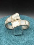 Vintage Sterling Silver Mother Of Pearl Inlay Modernist Wrap Ring US 8