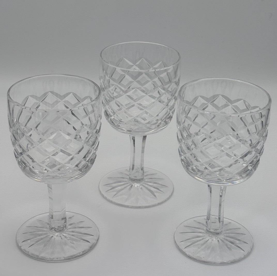 Vintage Bohemia Cut Crystal Diamond Starburst Liqueur Glasses Set of 3