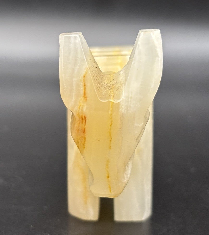 Vintage Hand Carved Onyx Donkey Figurine Banded Calcite Stone Animal