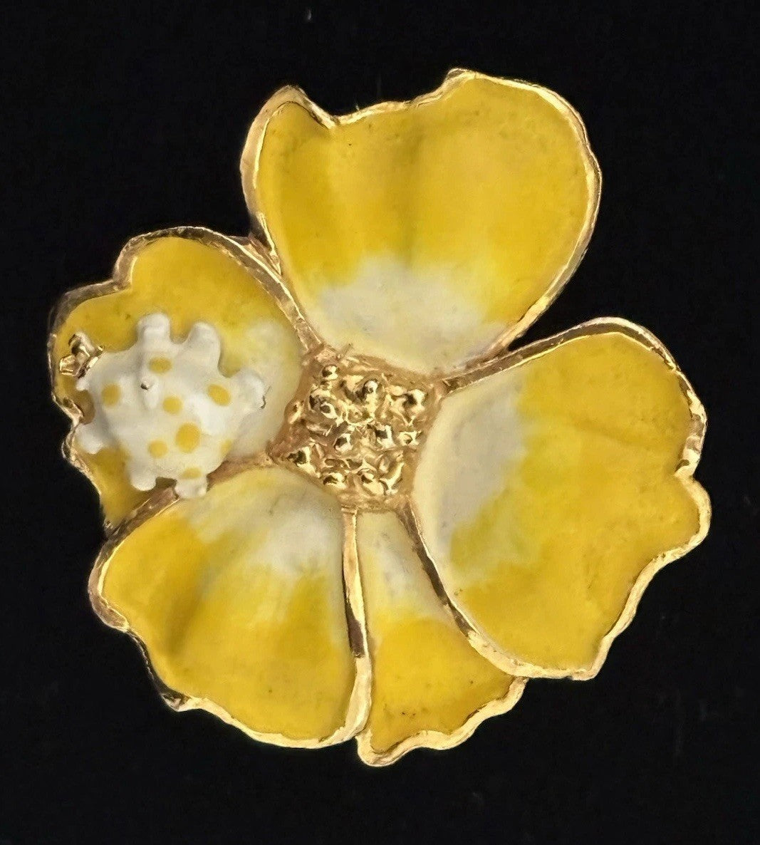 Kenneth Jay Lane KJL Rare Ladybug Pansy Brooch 22K Gold Enamel Signed