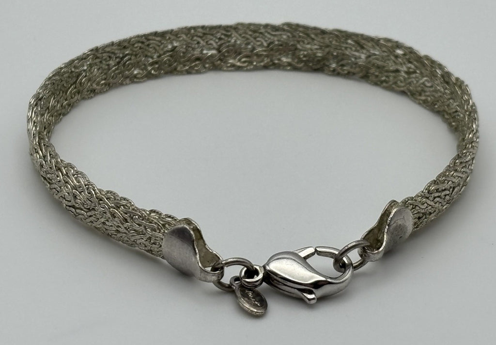 Vintage Monet Silver Tone Braided Mesh Chain Bracelet Signed Designer Jewelry