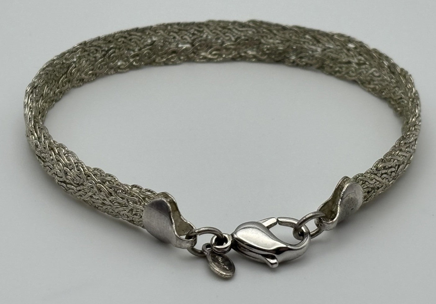 Vintage Monet Silver Tone Braided Mesh Chain Bracelet Signed Designer Jewelry