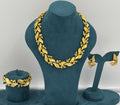 Vintage Gold-Tone Leaf Jewelry Set – Necklace, Bracelet & Earrings