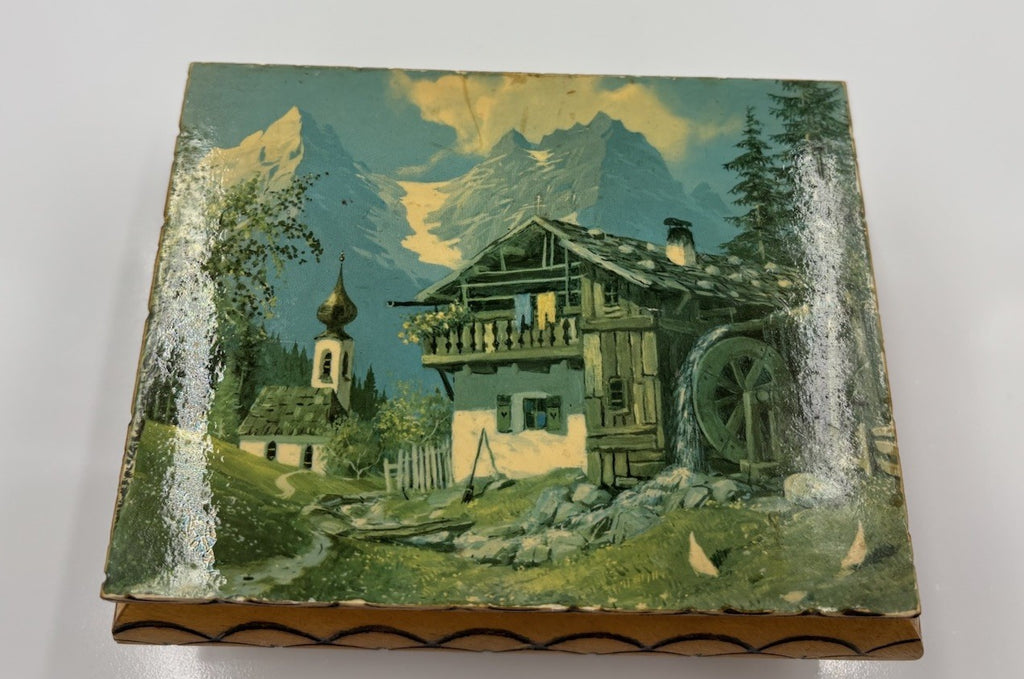 Vintage Swiss Reuge Love Story Music Jewellery Box. Signed Si.aniona.a. Wooden