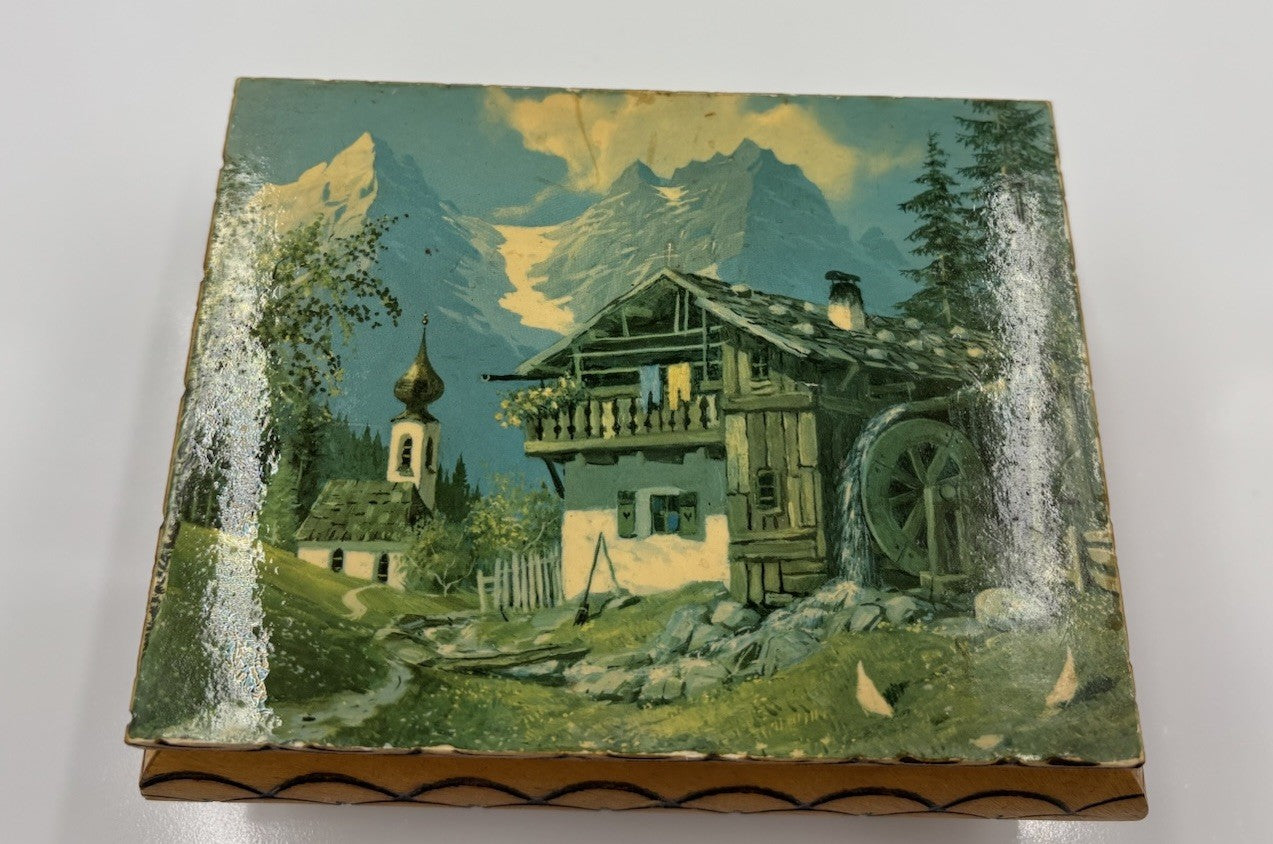 Vintage Swiss Reuge Love Story Music Jewellery Box. Signed Si.aniona.a. Wooden
