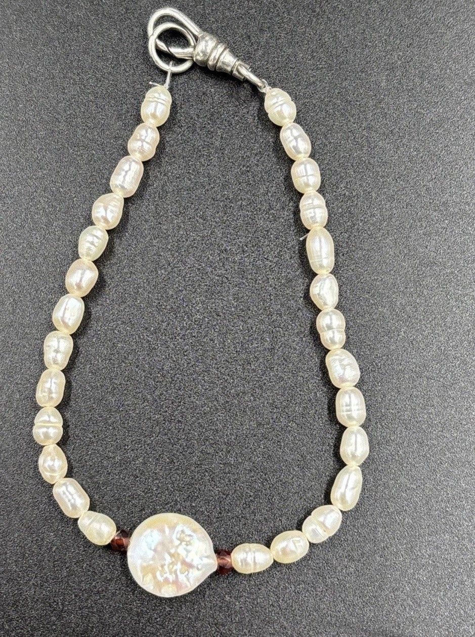 Vintage Baroque Pearl Necklace Bracelet Set 3 Strand Sterling Clasp