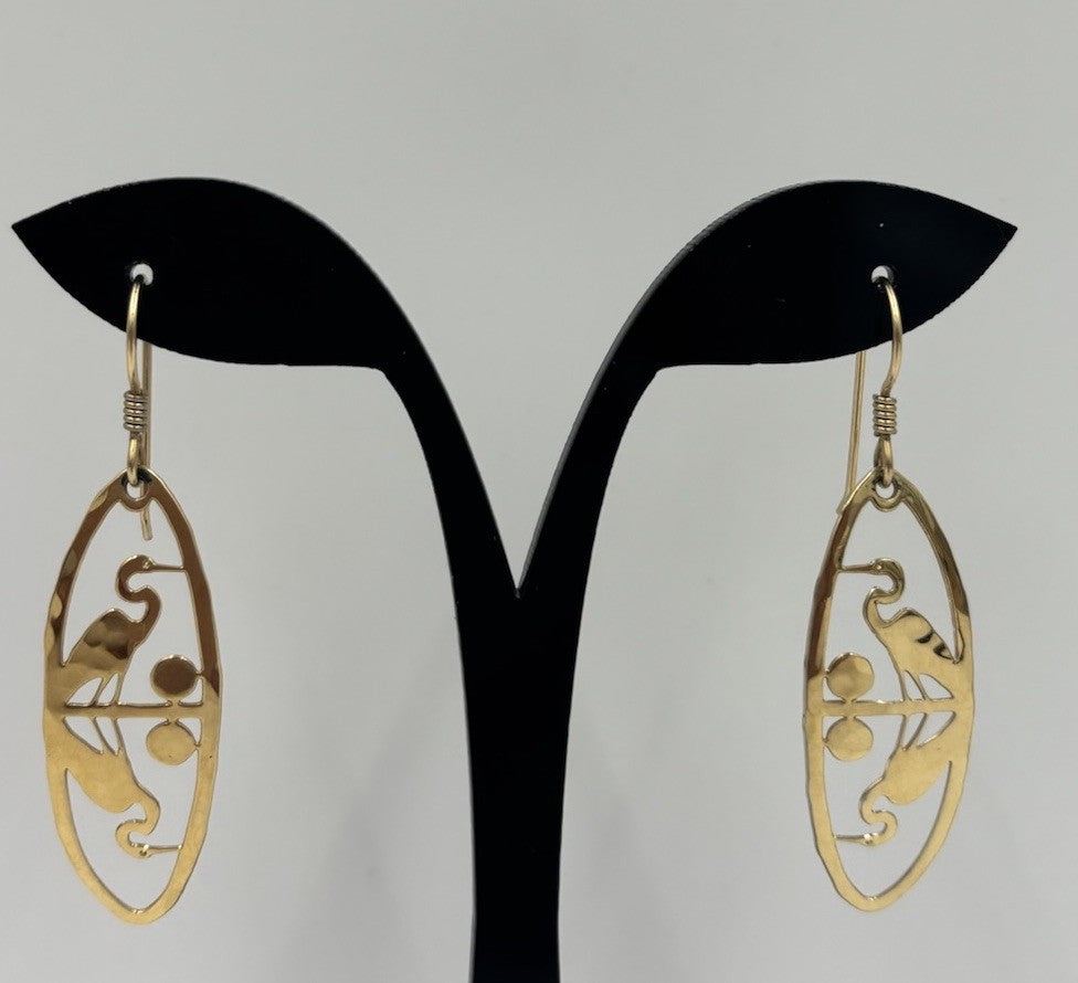 Vintage Wild Boyle Signed Earrings Gold Tone Dangle Bird Design Jewelry