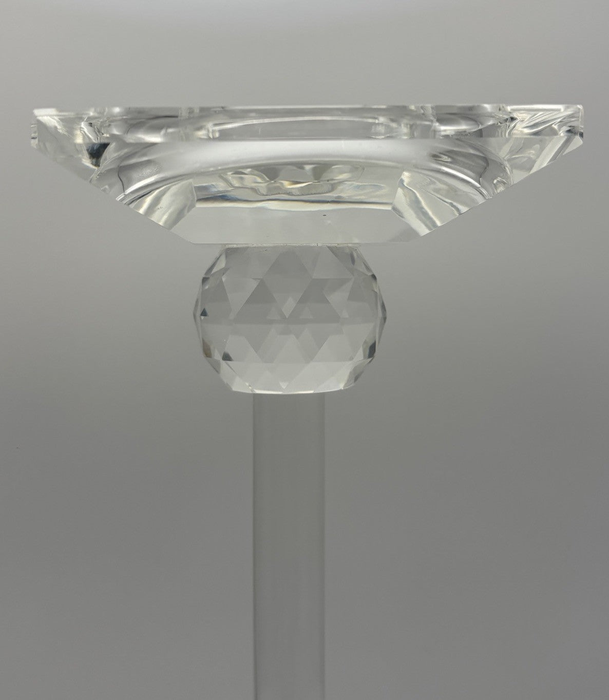 Elegant Faceted Crystal Candlesticks Pair 25cm Sculptural Glass Design