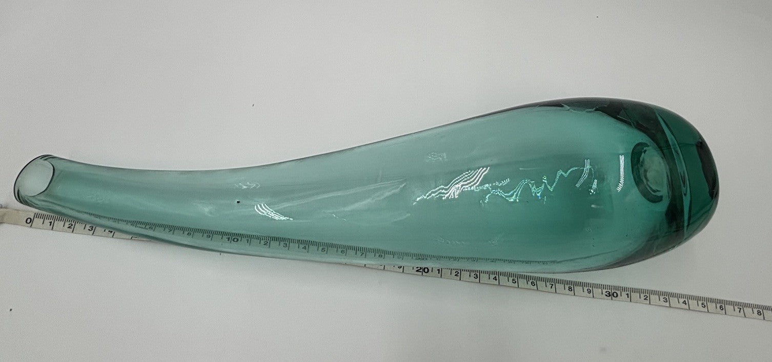 Mid Century Italian Empoli Art Glass Vase Aqua Teal Hand Blown *
