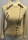 RARE Versus Versace Italian Wool Moto Jacket Ivory Asymmetric Zip Y2K Designer