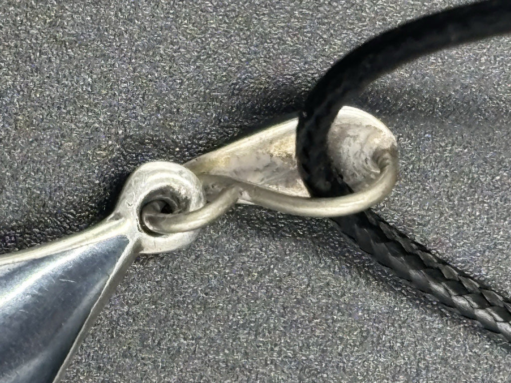 Vintage Siam Sterling Silver Niello Gray Enamel Tear Drop Pendant