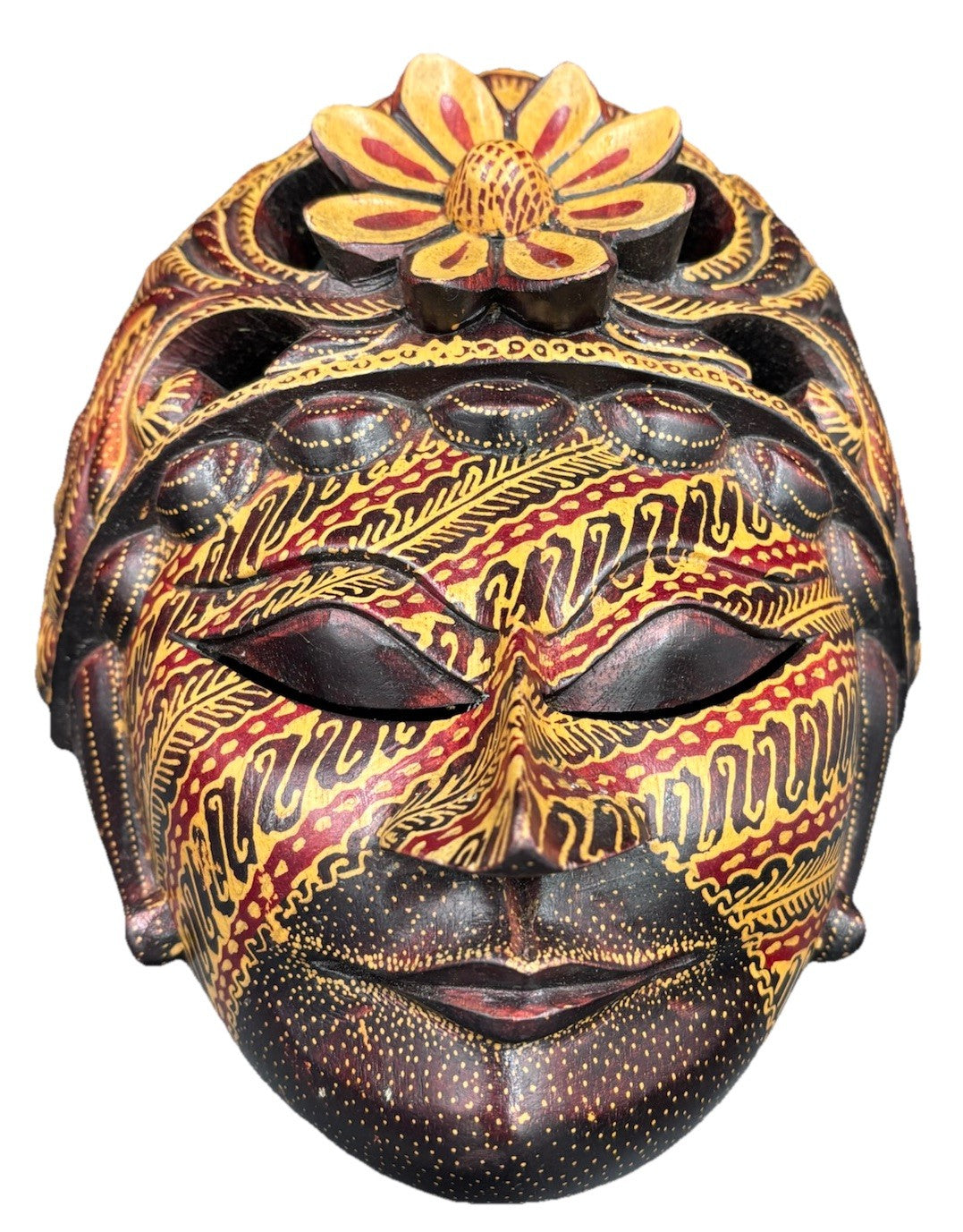 Vintage Balinese Wooden Barong Mask Hand Carved Wall Art