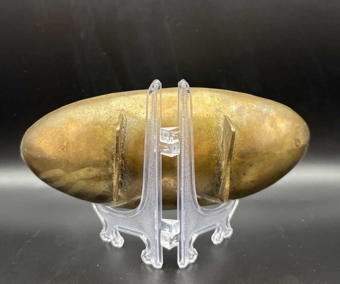 Vintage Brass Footed Dish Ornate Floral Oval Tray Trinket Bowl Decor