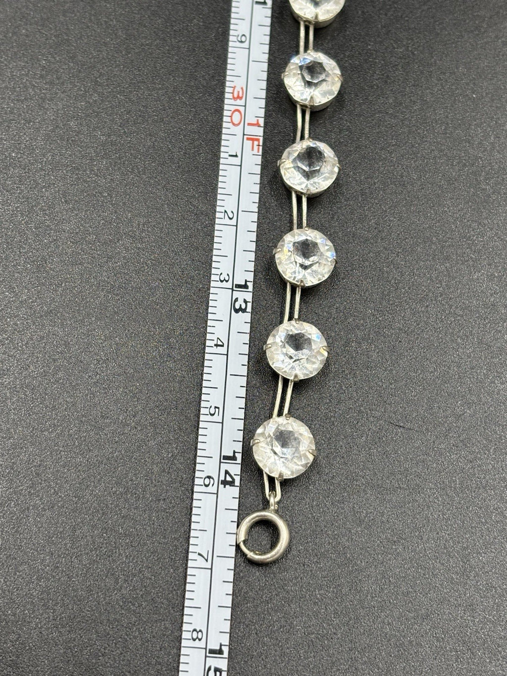 Antique Edwardian Sterling Silver Rock Crystal Rivière Necklace Czech 1910s