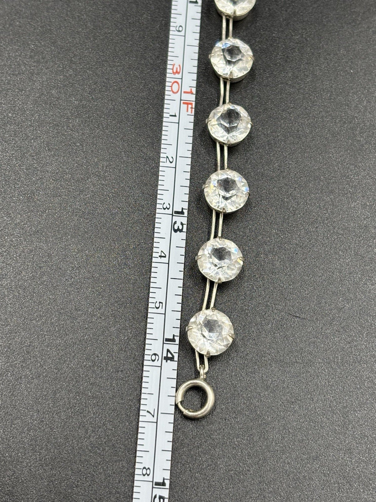 Antique Edwardian Sterling Silver Rock Crystal Rivière Necklace Czech 1910s