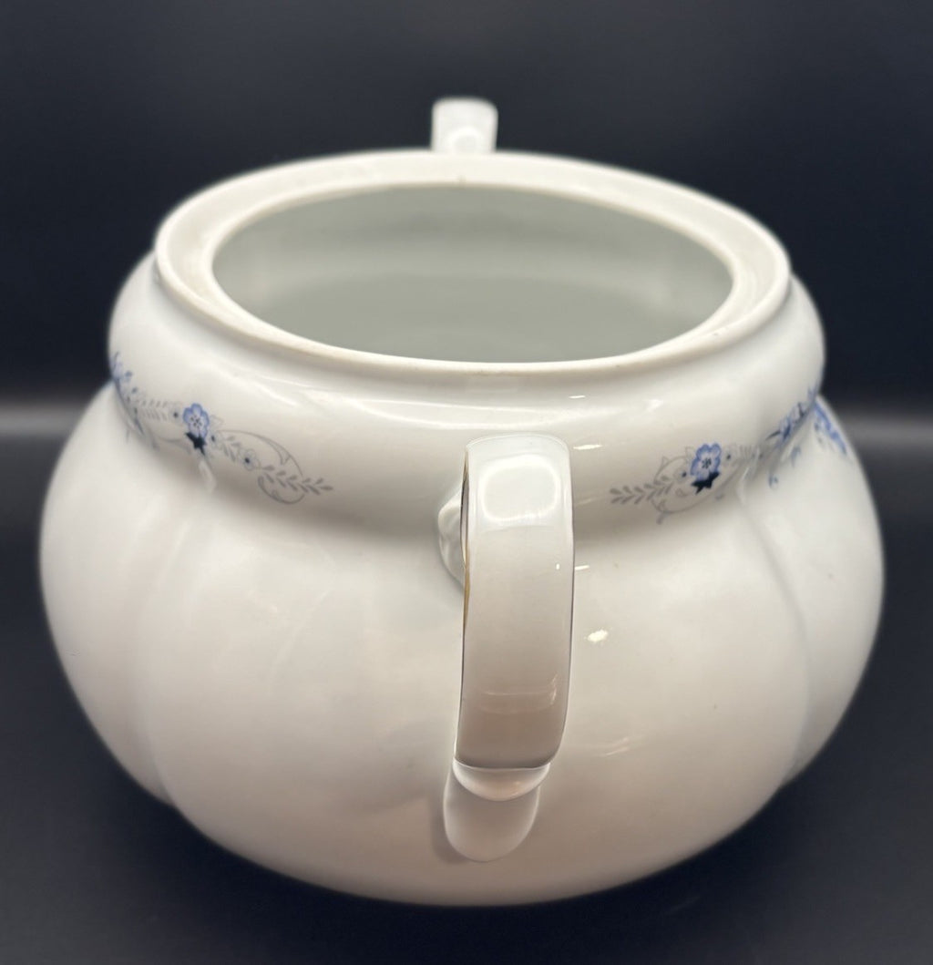 Bogucice Poland Porcelain Lidded Tureen Blue Floral Gold Gilt Rose Lid