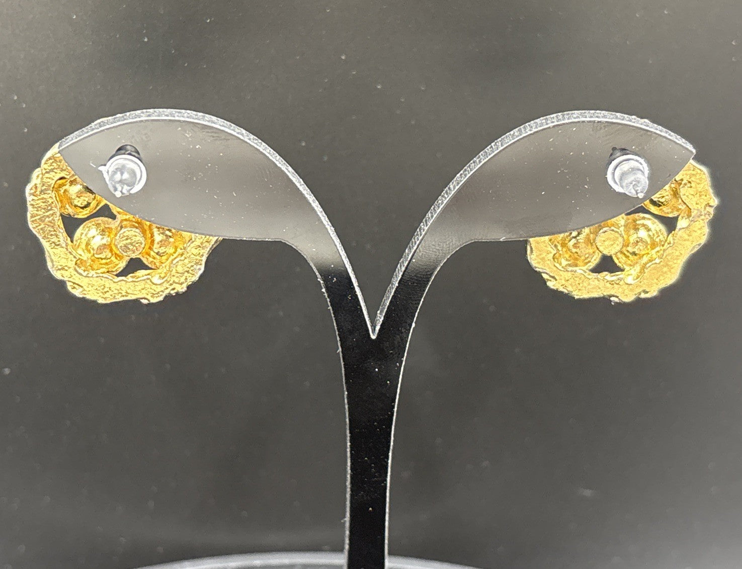 Vintage Mogul Style Pierced Earrings Gold Tone Colourful Glass Rhinestone
