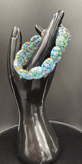 Vtg Murano Venetian MilleFiore  -12Tiles Art Glass Links Bracelet Blue
