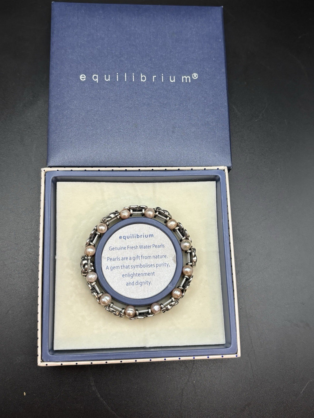 Equilibrium Genuine Freshwater Pearl Flower Bracelet Boxed Vintage Inspired