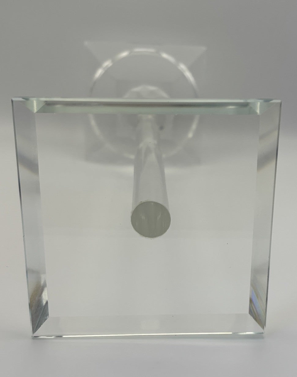 Elegant Faceted Crystal Candlesticks Pair 25cm Sculptural Glass Design