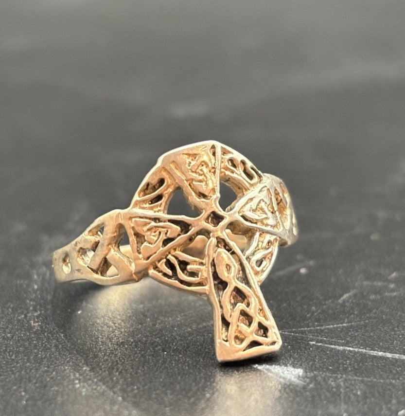 Vintage Sterling Silver Celtic Knot Cross Ring Medieval Style Size 7