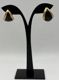 Vintage Monet Black Enamel Gold Tone Earrings Signed Designer Jewelry