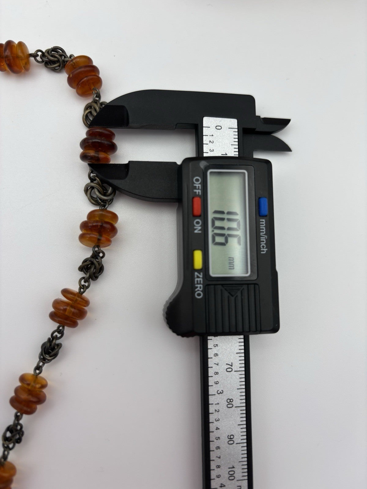 Vintage Baltic Amber Disc Bead Necklace with Oxidized Chain Choker Jewelry