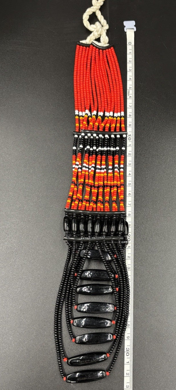 Large Vintage Handmade African Tribal Beaded Ceremonial Collar Necklace