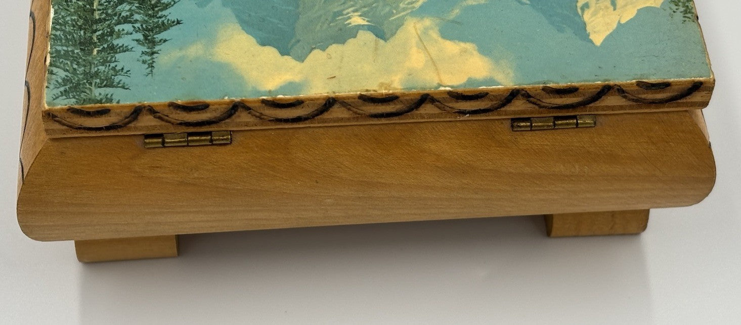 Vintage Swiss Reuge Love Story Music Jewellery Box. Signed Si.aniona.a. Wooden