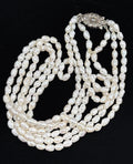 Vintage Baroque Pearl Necklace Bracelet Set 3 Strand Sterling Clasp