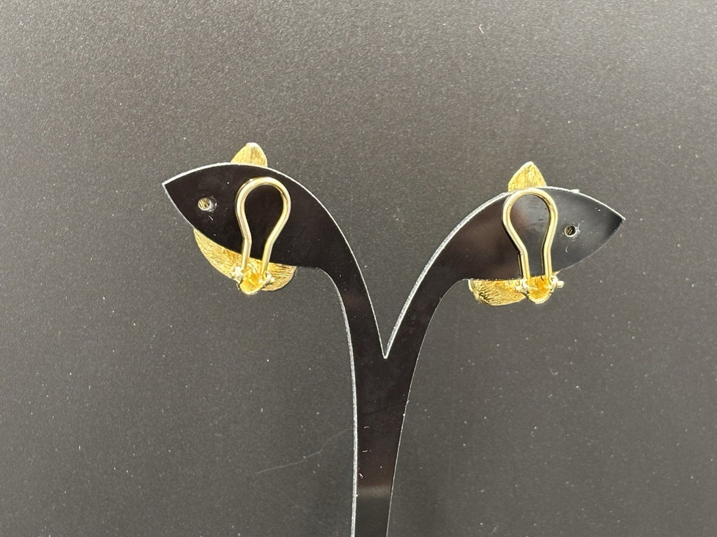 Vintage BSK Clip Leaf Wing Faux Pearl Earrings