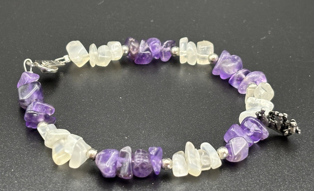 Pat 2008 Handmade Sterling Silver Amethyst Quartz Chip Bracelet