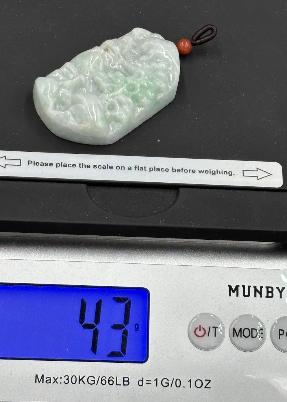 Natural Jadeite Jade Pendant Translucent Apple Green Landscape Carving 43g