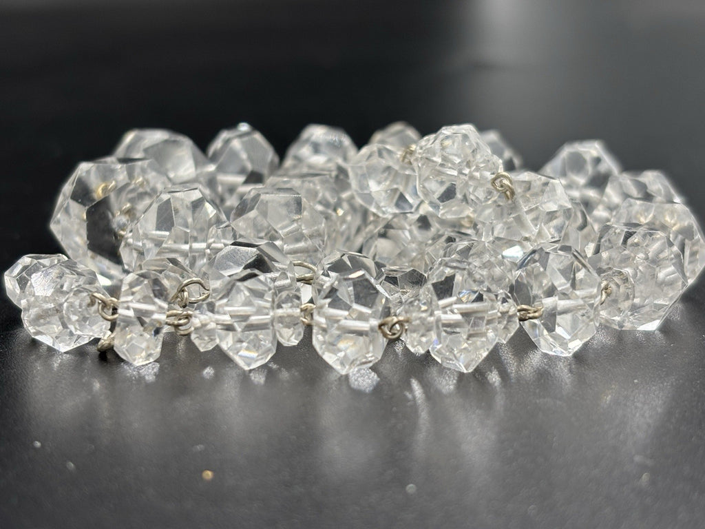Antique Rock Crystal Quartz Necklace Faceted Beads & Sterling Silver Art Deco