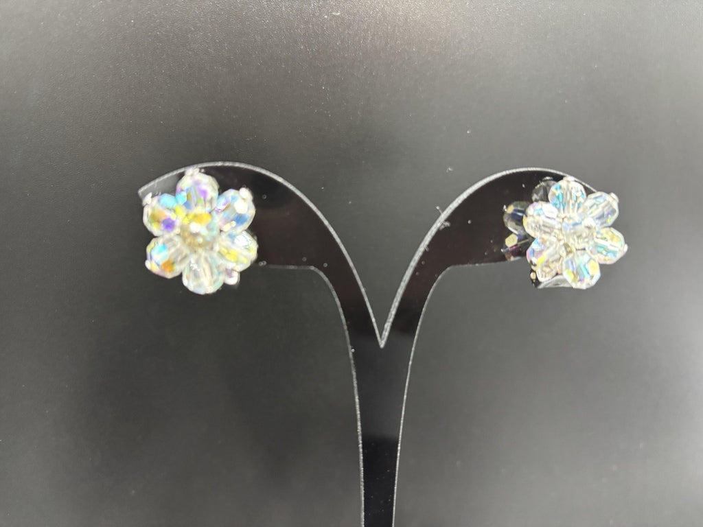 Vintage Aurora Boris Faceted Crystal AB Necklace & Earrings Set