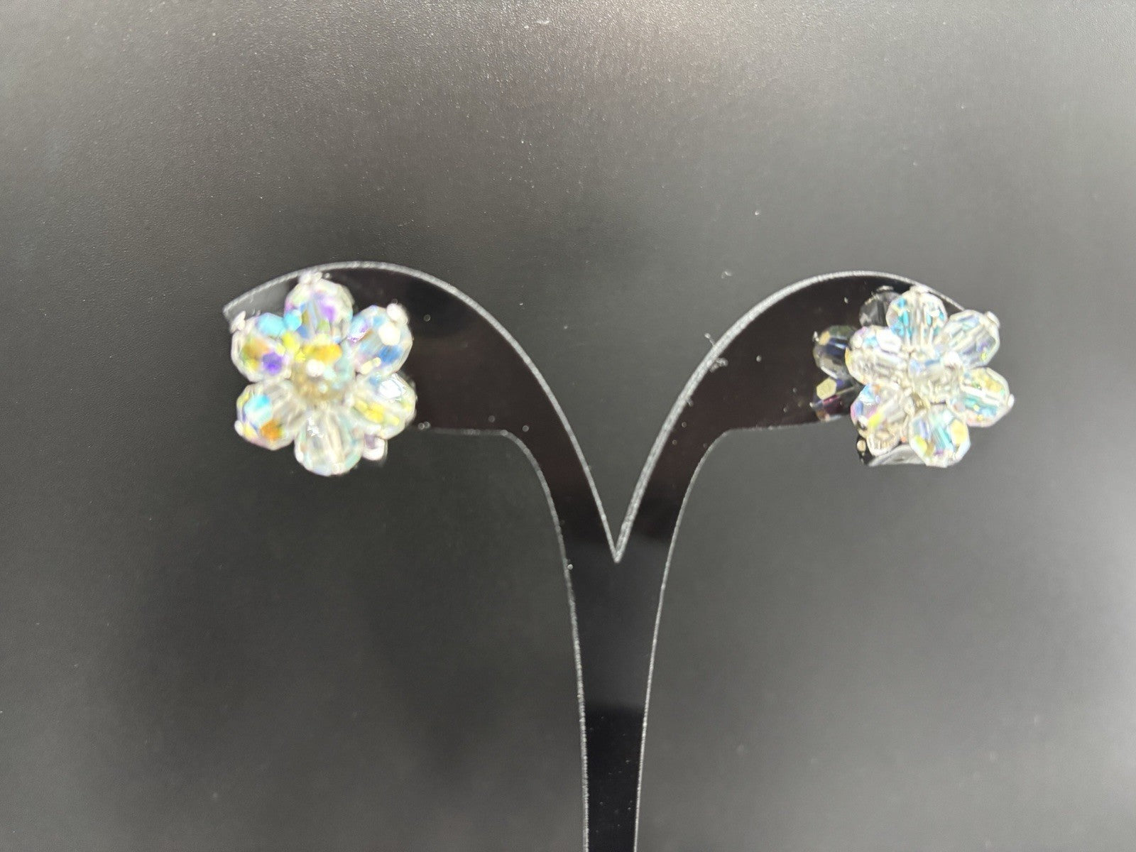 Vintage Aurora Boris Faceted Crystal AB Necklace & Earrings Set