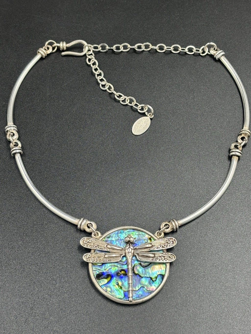 Vintage Abalone Dragonfly Necklace Calypso Flash Australian Made Jewelry