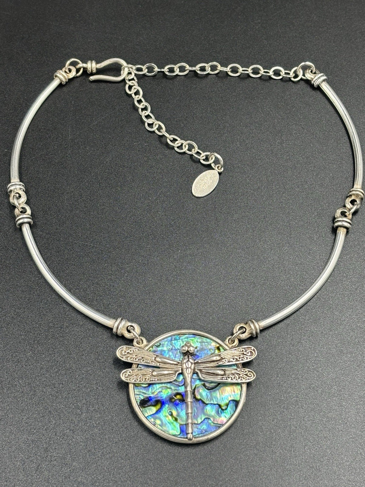 Vintage Abalone Dragonfly Necklace Calypso Flash Australian Made Jewelry